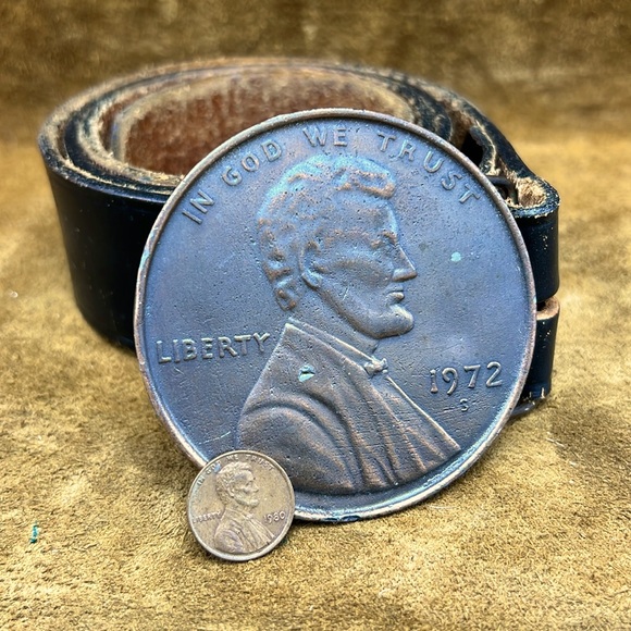 Vintage Large Leather Penny Belt - Picture 3 of 6